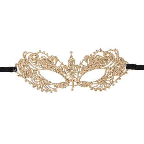 Aroncent Venezianische Masquerade Spitzen Maske: Damen Maske mit Lace für Karneval Halloween Maskenbälle Partys Feste Ritterlich italienisch venezianische Maske als halbes Gesicht Gold von Aroncent