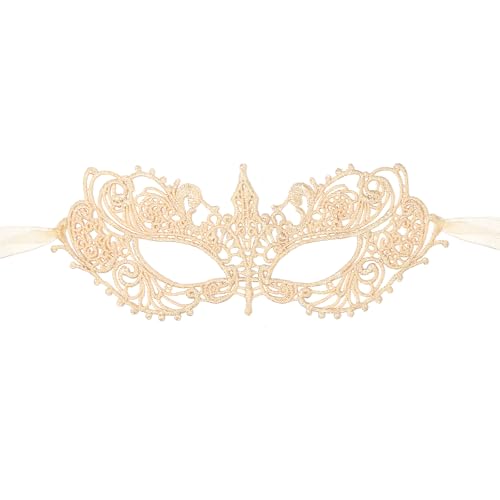 Aroncent Venezianische Masquerade Spitzen Maske: Damen Maske mit Lace für Karneval Halloween Weihnachten Maskenbälle Partys Feste Ritterlich italienisch venezianische Maske als halbes Gesicht Gold von Aroncent