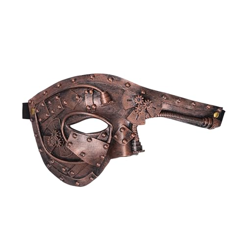 Aroncent Venezianische Masquerade Steampunk Maske: Herren Roboter Halbmaske für Karneval Halloween Musikfestivals Ritterlich italienisch venezianische Maske Bronze von Aroncent