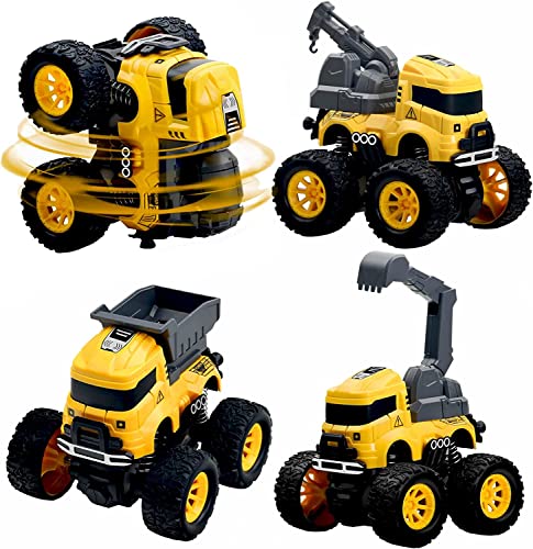 Spielzeugbagger BAU-Monster-Truck-Spielzeug - 4pcs Bagger, Mixer, Kran, Dump Trucks Spielzeug | Push and Go Reibung angetrieben Autos Stunt Fahrzeuge Playset von Arozxin