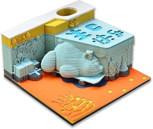 ArrGo 3D-Notizblock 3D-Papierskulptur Notizblock Geburtstagsbär Modell Papierskulptur Memo abreißbare Nicht klebende Notizen kreatives Papierschnitzen Basteln Geschenk von ArrGo