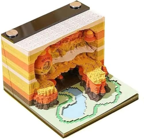 ArrGo Papierkunst Schloss faltbares aufstellbares Notizpapier 3D-Notizblock antihaftbeschichtete Haftnotiz mit Silhouette DIY-Postnotizblock Schreibtischdekoration Hausskulptur Geschenk von ArrGo