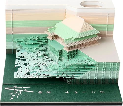 ArrGo Shimizu-Tempel Japan 3D-Papiernotiz dreidimensionaler Notizblock Haftnotizen Papier Lesezeichen Stifthalter kreatives Geburtstagsgeschenk(Green) von ArrGo