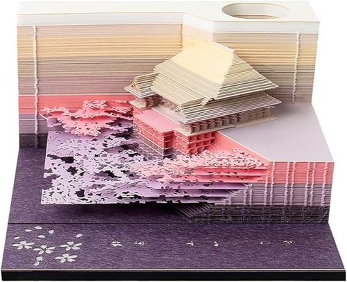 ArrGo Shimizu-Tempel Japan 3D-Papiernotiz dreidimensionaler Notizblock Haftnotizen Papier Lesezeichen Stifthalter kreatives Geburtstagsgeschenk(Purple) von ArrGo