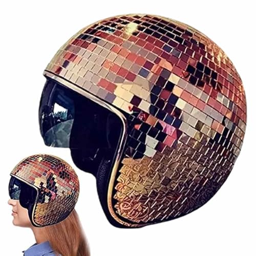 Arroopu Discokugel Hüte, Discoballs Helm Mit Einziehbarem Visier, Glitzer Spiegel Glas Discokugel Hut Helm Für Damen Und Herren, DJ Club Stage Bar Party Dance von Arroopu