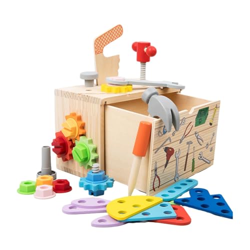 Arroopu Holz-Kinderwerkzeuge mit Box, Holzwerkzeug-Set,Spielen Sie Holz-Werkzeugset. Rollenspiel-Set | Rollenspiel-Lernspielzeug STEM-Lernkonstruktionsspielzeug für und Kinder von Arroopu