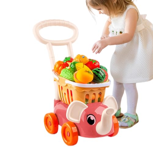 Arrovarp Einkaufswagen für Kinder, Spielzeug-Einkaufswagen mit Lebensmitteln | Küchenspielwagen-Spielset für Kinder - Küchenspielwagen-Set mit 16 Stück Spiellebensmittel, Obst, Gemüse, Dessert, von Arrovarp