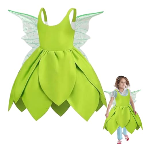 Arrovarp Feen-Prinzessin-Kostüm-Set, Kinder-Prinzessin-Kostüm-Set - Grünes Feenprinzessin-Anziehset - Kinder-Halloween-Kostüm mit Hexenblumenringen für Kostümsammlung, Themensammlung, von Arrovarp