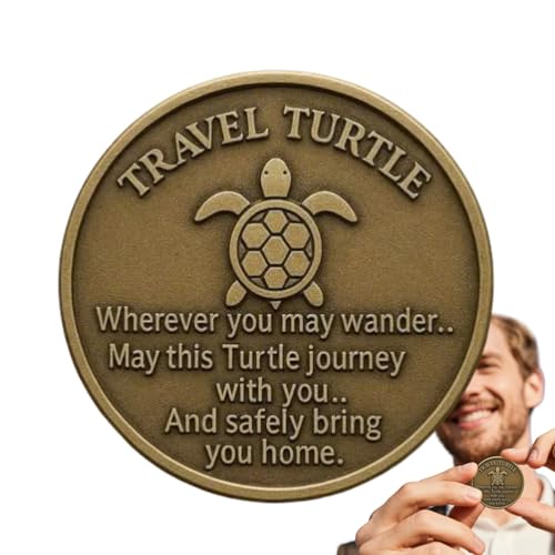 Arrovarp Herausforderungsmünze – Reise-Taschenmünze Schildkröte | doppelseitig graviertes Segensgedicht Sammlerstück Tragbares Metall-Andenken für Abschlussfeier, Marine-Liebhaber, Reisende Arrovarp Herausforderungsmünze – Reise-Taschenmünze Schildkröte | doppelseitig graviertes Segensgedicht Sammlerstück Tragbares Metall-Andenken für Abschlussfeier, Marine-Liebhaber, Reisende von Arrovarp