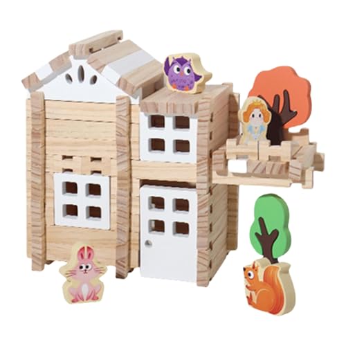 Arrovarp Holzklötze für Kinder, 3D-Holzpuzzle,Einsteck- und Zapfenbausteine ​​ - Hausbauspielzeug, Spielzeugbausteine, intelligentes Holzbauset für Kinder, und Mädchen von Arrovarp