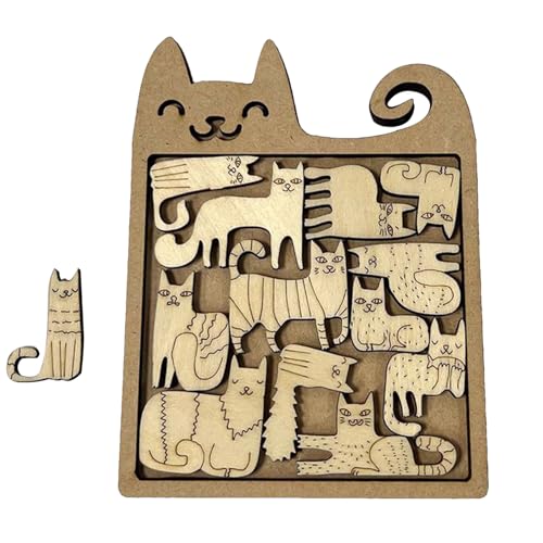 Arrovarp Katzenpuzzle, Katzenpuzzle für Kinder | Unregelmäßiges Katzenform-Herausforderungs-Puzzlespielzeug | Katzenliebhaber-Puzzle aus Holz, Denksportaufgabe für Kinder und Jugendliche von Arrovarp