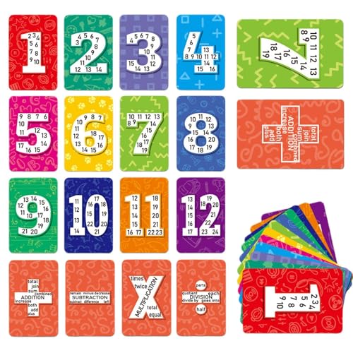 Arrovarp Mathe-Fakten-Lernkarten, Addition-Subtraktion-Lernkarten | Mathe-Rechenkarten-Spielzeug,52X Lern-Mathe-Spiele für Kinder, Lernkarten für die Mathe-Manipulations-Abteilung von Arrovarp