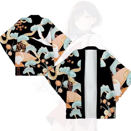 Arrowzoom-Flamingo-Design, Anime-Kimono-Cardigan, Unisex, japanisches Cosplay, bedruckte Seidenoberteile im Harajuku-Stil, KSYZ064 von Arrowzoom