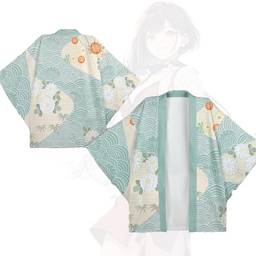 Arrowzoom-Wirbel- und Blumenmuster, Anime-Kimono-Cardigan, Unisex, japanisches Cosplay, bedruckte Seidenoberteile im Harajuku-Stil, KSYZ063 von Arrowzoom