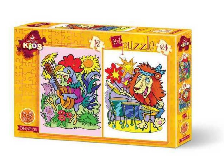 Art Puzzle 2 Puzzles - Musikalische Tiere 12 Teile Puzzle Art-Puzzle-4490 von Art Puzzle