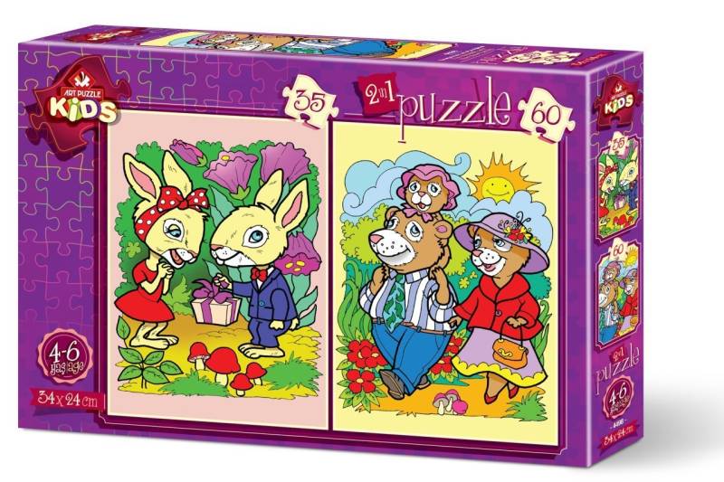 Art Puzzle 2 Puzzles - Die Kaninchen und die Bärenfamilie 35 Teile Puzzle Art-Puzzle-4498 von Art Puzzle