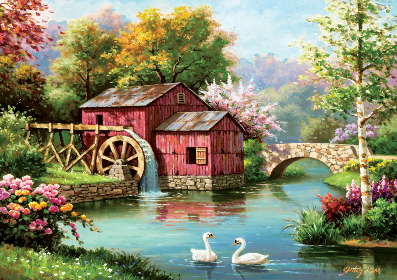 Art Puzzle Rote Alte Mühle 1000 Teile Puzzle Art-Puzzle-5188 von Art Puzzle