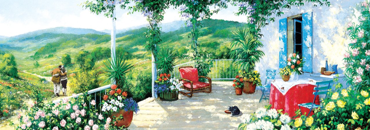 Art Puzzle Panorama - Der Gast auf der Veranda 1000 Teile Puzzle Art-Puzzle-5349 von Art Puzzle