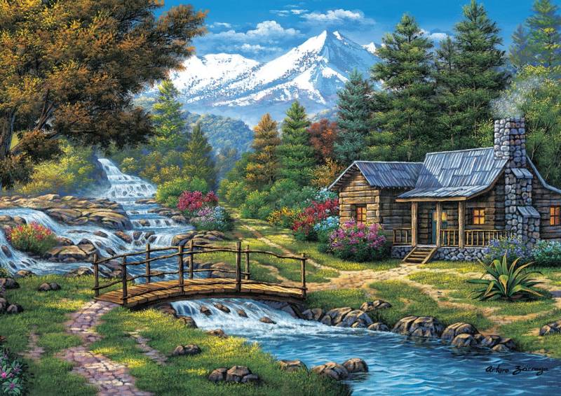 Art Puzzle Two Small Waterfalls 2000 Teile Puzzle Art-Puzzle-5471 von Art Puzzle