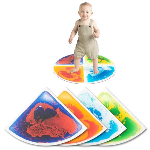 Art3d 4 Stück Flüssige Bodenfliesen Bunte Flüssigkeitsfusion sensorische Fliesen Senroy Tanzspielmatte Kinder Vorschulkind Jugendliche 33 x 33 cm Fächerförmige von Art3d