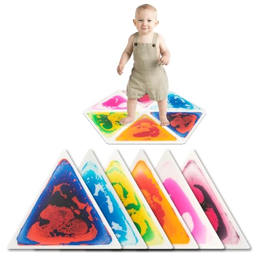 Art3d 6 Stück Flüssige Bodenfliesen Bunte Flüssigkeitsfusion sensorische Fliesen Senroy Tanzspielmatte Kinder Vorschulkind Jugendliche 37,5 x 37,5 cm Dreieck von Art3d