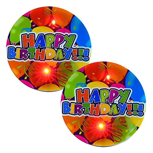 ArtCreativity Beleuchtete Happy Birthday Button Pins 2er Set LED Geburtstag Shirt Pins mit roten blinkenden Lichtern Geburtstagsparty Essentials Party Favors für Jungen und Mädchen Einzigartige Goodie von ArtCreativity