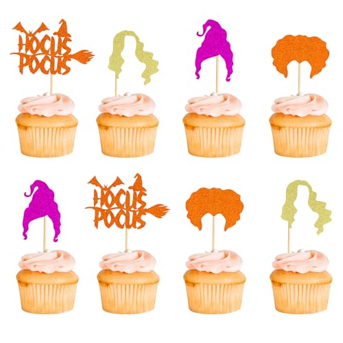 Arthsdite 24 Stück Hocus Pocus Cupcake Toppers I Put A Spell on You I Smell Children Cupcake Toppers Hocus Pocus Cupcake Picks für Halloween Hocus Pocus Cake Toppers Dekoration von Arthsdite