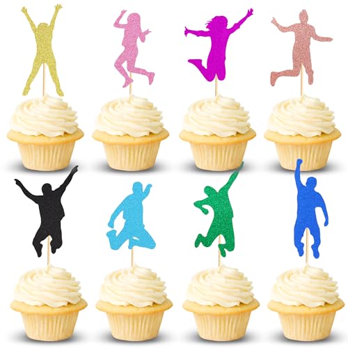 Arthsdite Bunte Trampolin-Cupcake-Topper, Trampolin-Kuchenaufsätze, für Geburtstagsparty, Spring-Trampolin, Kuchendekorationen für Jump Thema, Jungen und Mädchen, Geburtstagsparty, Gastgeschenke, 24 von Arthsdite