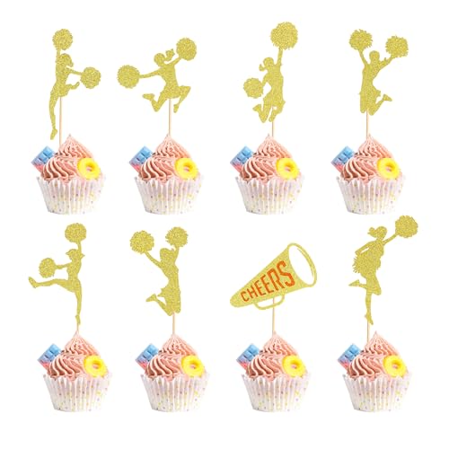 Arthsdite Cheerleader-/Gymnastik-Cupcake-Topper, Cheerleader-Silhouette, Zahnstocher, Turner-Mädchen, Kuchenspieße, Dekorationen für Fitnessstudio, Motto-Party, Babyparty, Geburtstag, Partyzubehör, von Arthsdite