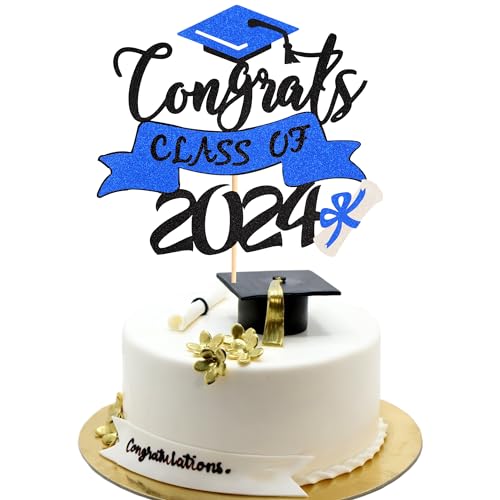 Arthsdite Tortenaufsatz mit Aufschrift "Congrats Class of 5,130.0 cm, Congrats Grade Cap, Diplom-Thema für High School, Happy Graduate, Party, College-Abschlussfeier, Dekoration, dunkelblauer Glitzer, von Arthsdite