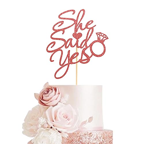Arthsdite Tortenaufsatz mit Aufschrift "She Said Yes" für Brautparty, Verlobungsdekorationen, Brautschmuck, Antrag, Junggesellinnenabschied, Party-Dekorationen – Roségold-Glitzer Arthsdite Tortenaufsatz mit Aufschrift "She Said Yes" für Brautparty, Verlobungsdekorationen, Brautschmuck, Antrag, Junggesellinnenabschied, Party-Dekorationen – Roségold-Glitzer von Arthsdite