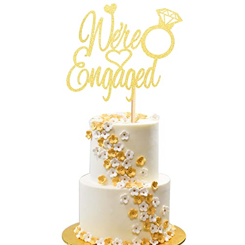 Arthsdite Tortenaufsatz mit Aufschrift "We're Engaged", Brautdusche, Kuchendekoration, Dekoration für Hochzeit, Verlobung, Motto-Party, Goldglitzer von Arthsdite