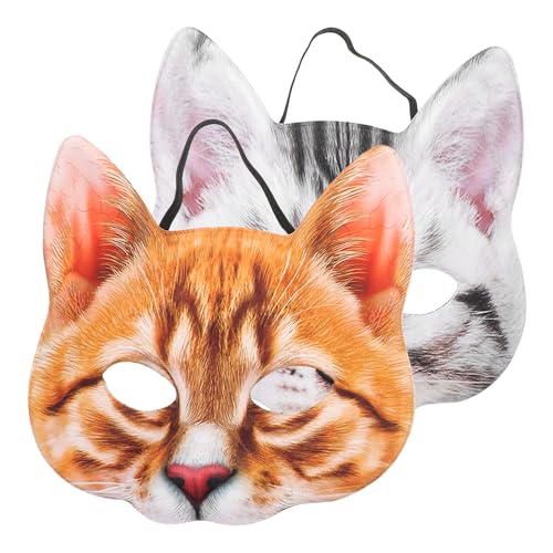 Artibetter 2 Stück Halloween-Katzenmaske Tier-Katzenmaske Halloween-Dekorationsmaske Cosplay-Maske Halbgesichts-Katzenmaske Für Halloween Weihnachten Ostern Neuheit Kostüm Party-Zubehör von Artibetter