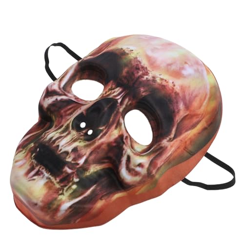 Artibetter Braune Halloween-Totenkopfmaske Realistische Gruselige Maske Halloween-Tag Der Toten-Party Cosplay-Maskenmaskerade Cosplay-Horror-Zubehör Partymaske Biochemische Skelettmaske von Artibetter