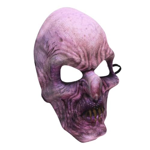 Artibetter Halloween-Totenkopfmaske Lila Zombie-Silikonmaske Gruselige Masken Für Erwachsene Kostümparty Dekorative Totenkopfmaske Für Halloween Cosplay-Horror-Zubehör Gruselige Biochemische von Artibetter