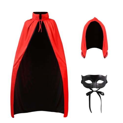 Artibetter Stehkragen-Kapuzenumhang Mit Halbmasken-Set Vampirumhang Für Erwachsene Unisex-Vampirkostüm Wendeumhang von Artibetter