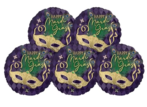 Party-Luftballons "Happy Mardi Gras", 45,7 cm, 5 Stück von Artisan Owl