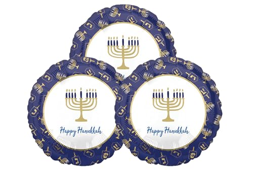 Set mit 3 Happy Chanukkah Menora Folien-Partyballon-Bündel von Artisan Owl