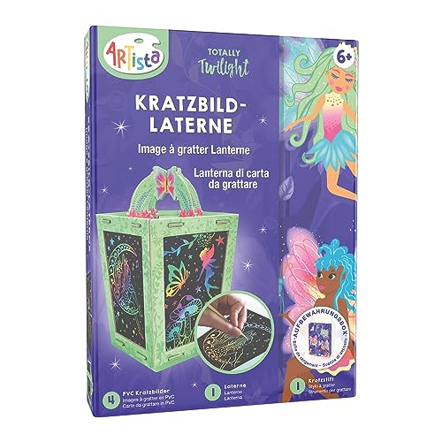 ARTISTA 9301922 Bastelset Kratzbild-Laterne Fee, DIY-Kit für Kinder, Kreativset in praktischer Aufbewahrungsbox von ARTISTA