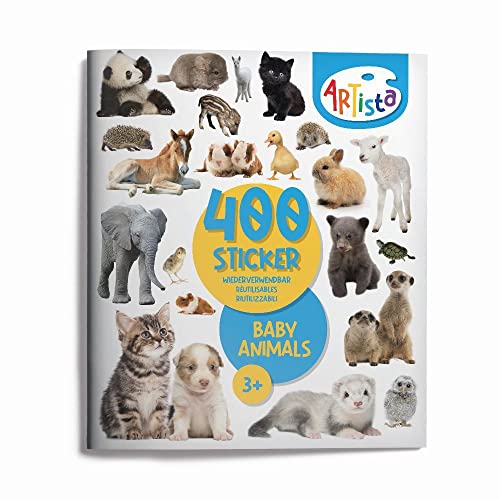 Artista 9315133 Stickerbuch Tierbabys, 400 naturgetreue Sticker, wiederverwendbar, für Erwachsene und Kinder ab 3 Jahren von ARTISTA