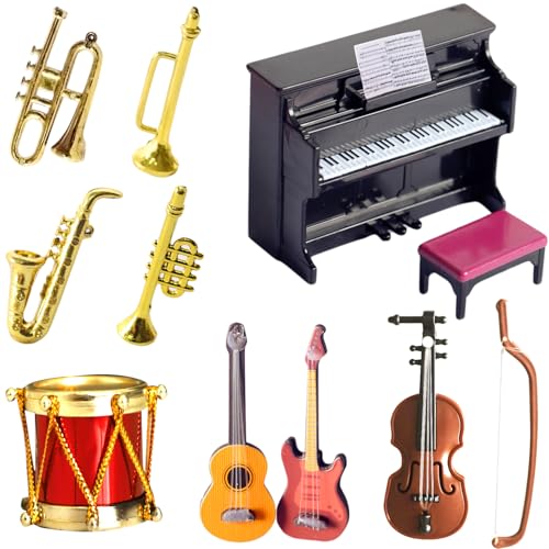 Aruigu Miniatur Zubehör,12 Stück Puppenhaus Mini Musikinstrument Modell,Miniatur-Ornament-Set für DIY,Für DIY-Spaß, Dekoration oder als einzigartiges Geldgeschenk Aruigu Miniatur Zubehör,12 Stück Puppenhaus Mini Musikinstrument Modell,Miniatur-Ornament-Set für DIY,Für DIY-Spaß, Dekoration oder als einzigartiges Geldgeschenk von Aruigu