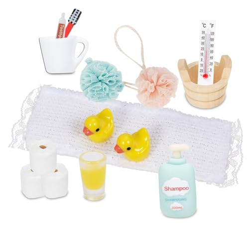 Wichtel Zubehör,15pcs Miniatur Wichtelzubehör Bade-Set für Wichteltür Weihnachten Deko und Puppenhaus, Wichtel Wasch Set Badeutensilien mit Mini Zahnpasta Zahnbürste Badeschwamm Ente Klopapier Rollen Wichtel Zubehör,15pcs Miniatur Wichtelzubehör Bade-Set für Wichteltür Weihnachten Deko und Puppenhaus, Wichtel Wasch Set Badeutensilien mit Mini Zahnpasta Zahnbürste Badeschwamm Ente Klopapier Rollen von Aruigu