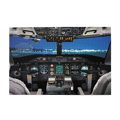 Flugzeug-Cockpit Holz-Puzzle 1000 Teile, personalisiertes Bildpuzzle für Erwachsene und Jugendliche von Aseelo