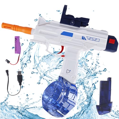 Wasserpistole Elektrische, EIN-Knopf-Automatik Wasserpistole, Wasserpistole Spielzeug für Kinder und Erwachsene, Wasserpistole Mit Großer Reichweite 32 Fuß Reichweite Sommer Partys Schwimmbad (Blau) von Asfrode