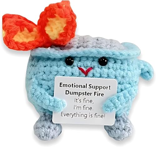 Ashopfun Emotional Support Dumpster Fire,Adorable Emotional Crochet Dumpster Fire Doll,Knitting Doll Funny Desk Decor,Handmade Crochet Emotional Support Dumpster Fire Gift (Blue) von Ashopfun