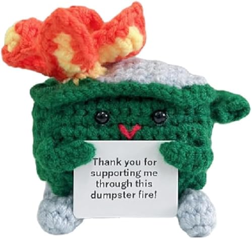 Ashopfun Emotional Support Dumpster Fire,Adorable Emotional Crochet Dumpster Fire Doll,Knitting Doll Funny Desk Decor,Handmade Crochet Emotional Support Dumpster Fire Gift (Green) von Ashopfun