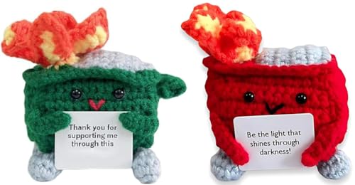 Ashopfun Emotional Support Dumpster Fire,Adorable Emotional Crochet Dumpster Fire Doll,Knitting Doll Funny Desk Decor,Handmade Crochet Emotional Support Dumpster Fire Gift (Green+Red) von Ashopfun