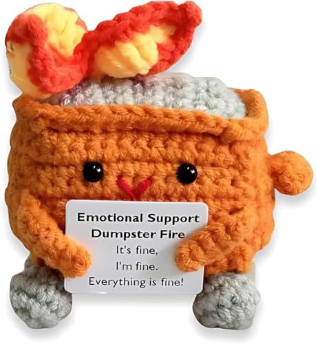 Ashopfun Emotional Support Dumpster Fire,Adorable Emotional Crochet Dumpster Fire Doll,Knitting Doll Funny Desk Decor,Handmade Crochet Emotional Support Dumpster Fire Gift (Orange) von Ashopfun