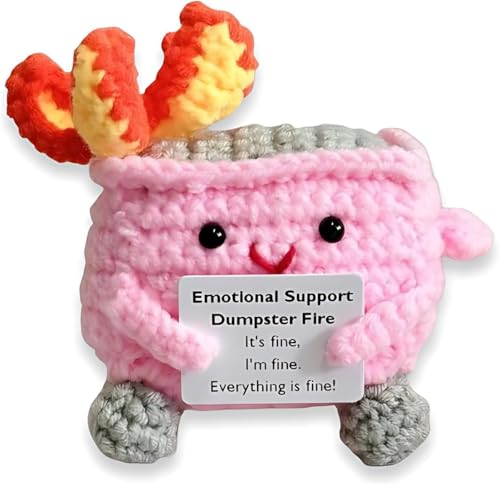 Ashopfun Emotional Support Dumpster Fire,Adorable Emotional Crochet Dumpster Fire Doll,Knitting Doll Funny Desk Decor,Handmade Crochet Emotional Support Dumpster Fire Gift (Pink) von Ashopfun