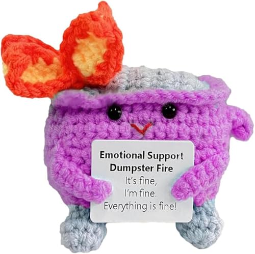 Ashopfun Emotional Support Dumpster Fire,Adorable Emotional Crochet Dumpster Fire Doll,Knitting Doll Funny Desk Decor,Handmade Crochet Emotional Support Dumpster Fire Gift (Purple) von Ashopfun